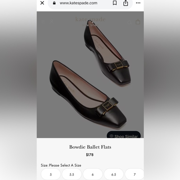 Kate Spade Black Square-Toe Flats with Gold Bow PRELOVED ๐บ - Picture 13 of 13